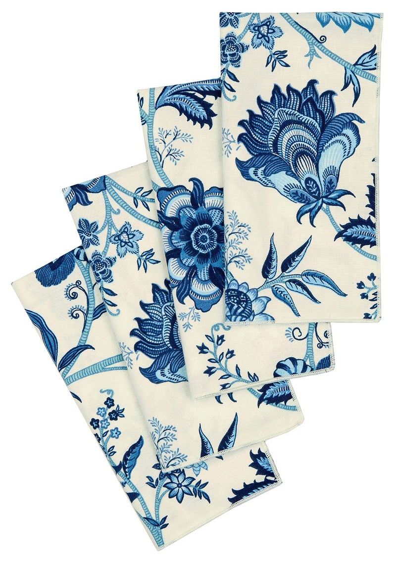 Decorative Things Cloth Napkins for Wedding Reception, Easter Table DÃ©cor Linens, Blue Floral Fabric, Use with Tablecloth for Tablescapes, Settings, 18" x 18" Dinner, 100% Cotton, Washable, Soft, Reusable, Set of 12 - Image 3